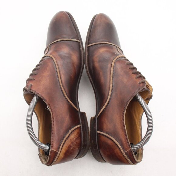 YSL Saint Laurent Rive Gauche Men's Size EU 42 Brown Leather Derby Cap Toe - Picture 6 of 11